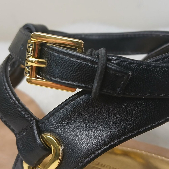 Ralph Lauren Kiana Leather Thong Sandals Black Size 7B - Picture 10 of 10